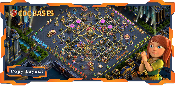 Top Hybrid Base TH17 with Link, Anti 3 Star Layout - Clash of Clans (264)