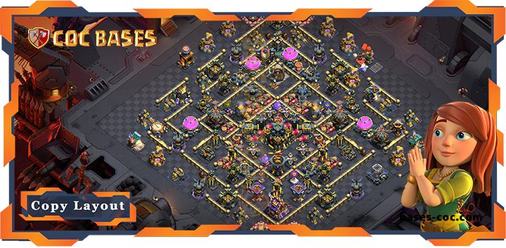 Top War Base TH17 with Link, Anti 3 Star Layout - Clash of Clans (195)