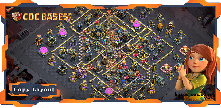 Top War Base TH17 with Link, Anti 3 Star Layout - Clash of Clans (256)