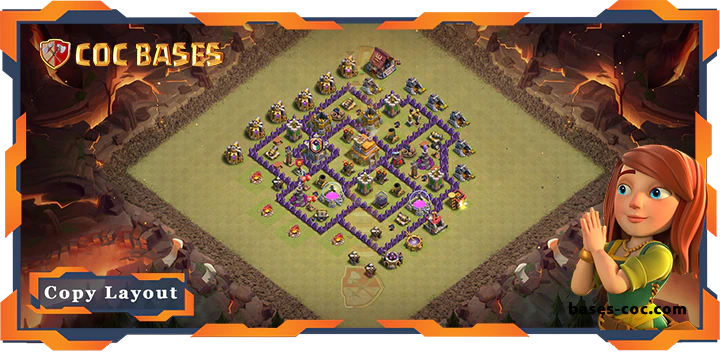 Top War Base TH7 with Link, Hybrid, Anti 2 Star Layout - Clash of Clans (320)