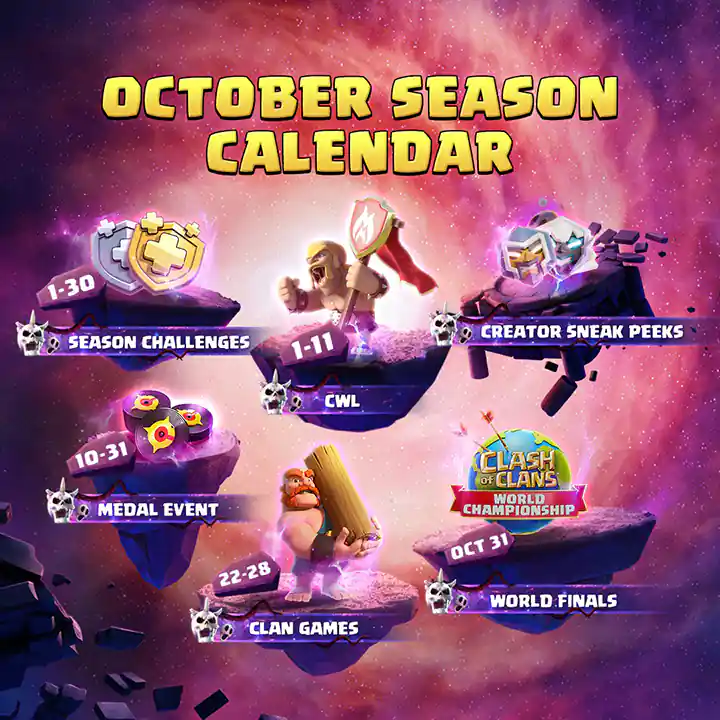Clash O Ween October Season 2025 Clash of Clans 2 Calender of Clash-O-Ween Season October 2025 - Clash of Clans