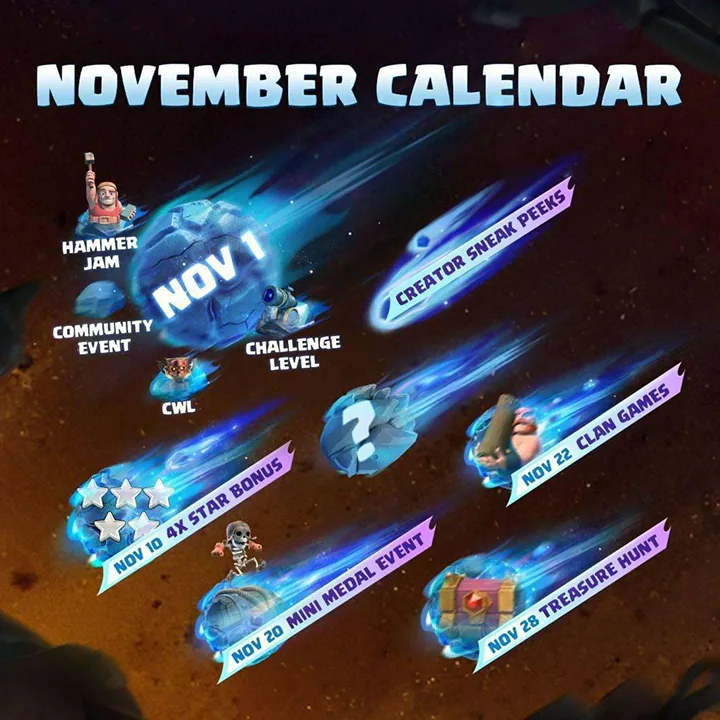 Базы Clash of Clans 37 November Season 2025 Calender - Clash of Clans