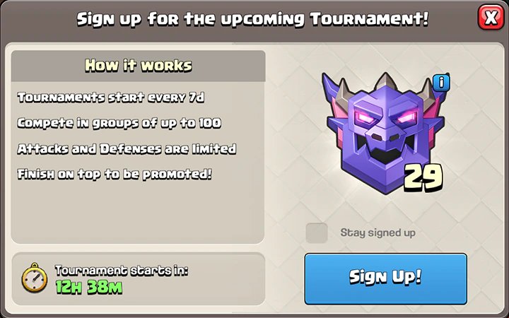 Sign Up for the Tournament