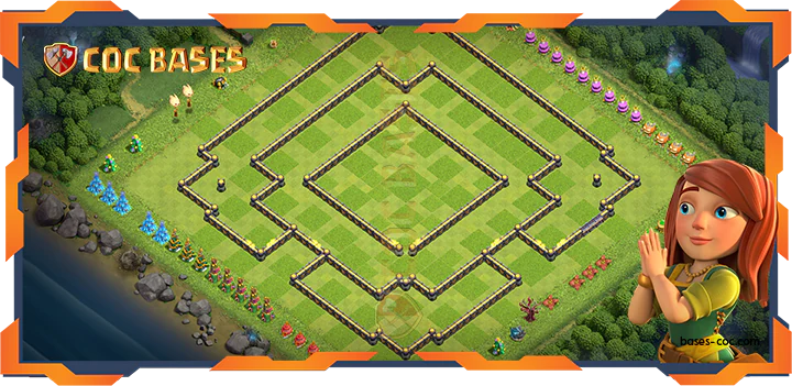 COC Bases Walls - Top Hybrid Base TH18 with Link, Anti Everything, Defense Layout - Clash of Clans (27)