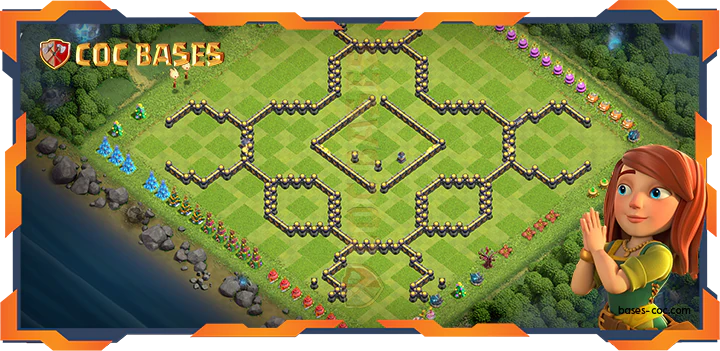 COC Bases Walls - Top Hybrid Base TH18 with Link, Anti Everything, Defense Layout - Clash of Clans (29)