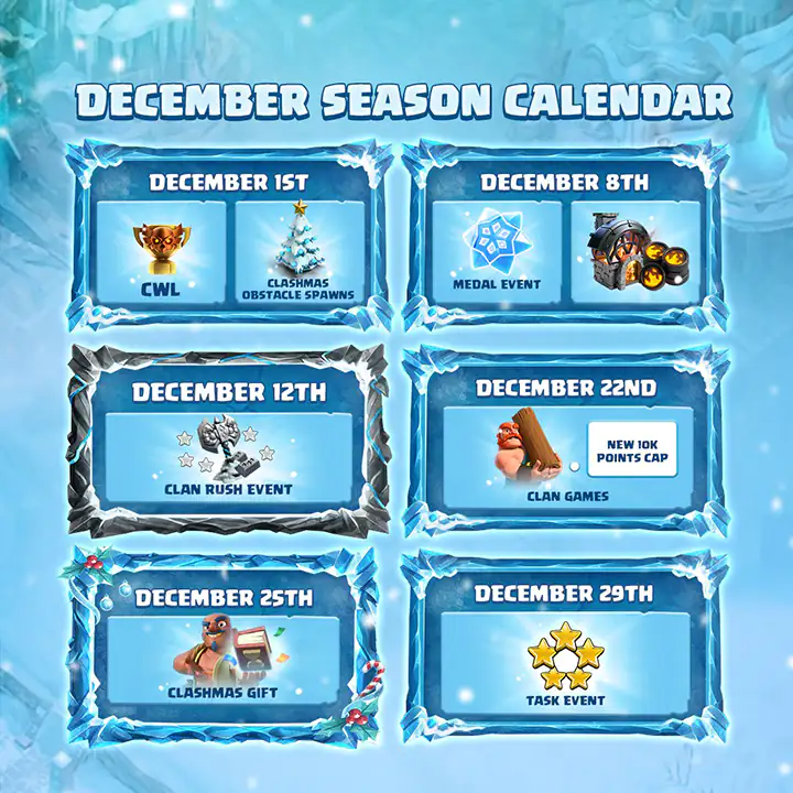 December Season 2025 Calender - Clash of Clans