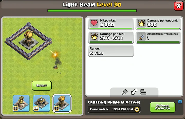 Light Beam - New Crafting Station Temporary Defense - Max level
