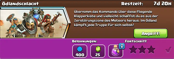 Eenvoudig 3 sterren behalen Ödlandschlacht Challenge november 2025 - Clash of Clans 2 Ödlandschlacht Uitdaging November 2025 Start - Clash of Clans