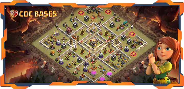 Top Base TH11 with Link, WarCWL, Anti 2 Star, Hybrid Layout - Clash of Clans (327)