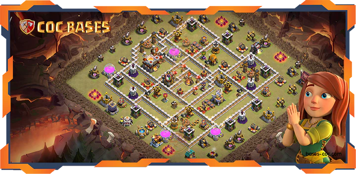 Top Base TH11 with Link, WarCWL, Anti 2 Star, Trophy, Hybrid Layout - Clash of Clans (329)