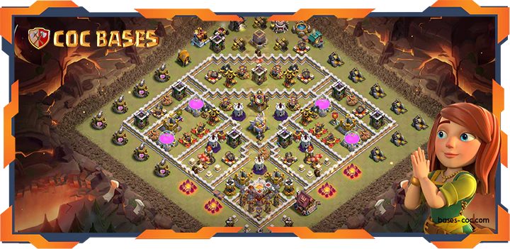 Top Base TH11 with Link, WarCWL, Anti 3 Star, Trophy Layout - Clash of Clans (330)