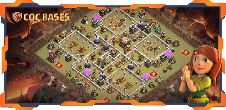 Top Base TH11 with Link, WarCWL, Hybrid, Anti 3 Star Layout - Clash of Clans (328)
