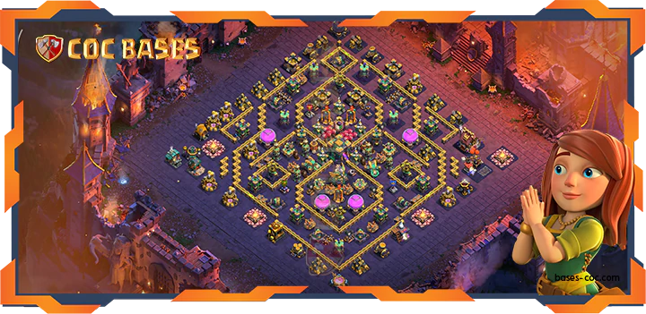 Top Base TH14 with link, Anti 2 Star, Hybrid, Trophy, Defense Layout - Clash of Clans (363)