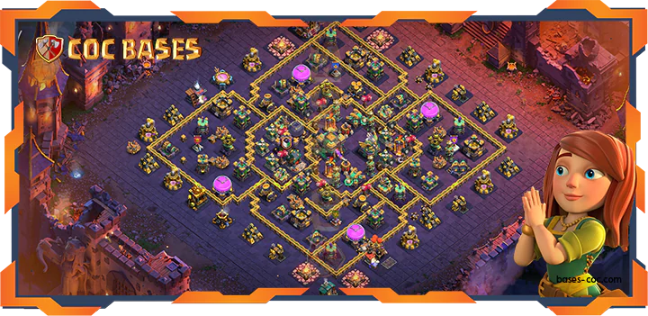 Top Base TH14 with link, WarCWL, Anti 3 Star, Trophy Layout - Clash of Clans (370)