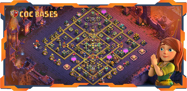 Top Base TH14 with link, WarCWL, Trophy, Anti 3 Star, Anti AirElectro Layout - Clash of Clans (380)