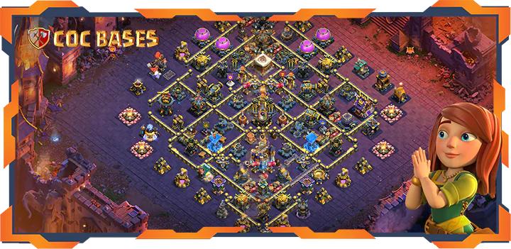Top Base TH18 with Link, WarCWL, Defense Layout - Clash of Clans (67)