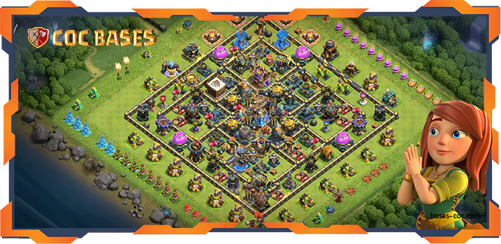 Top Trophy Base TH18 with Link, Defense, Hybrid Layout - Clash of Clans (53)