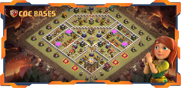 Top War Base TH11 with Link, Anti 2 Star, Trophy, Hybrid Layout - Clash of Clans (344)
