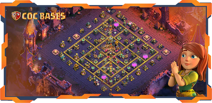 Top War Base TH14 with link, Trophy, Hybrid Layout - Clash of Clans (392)