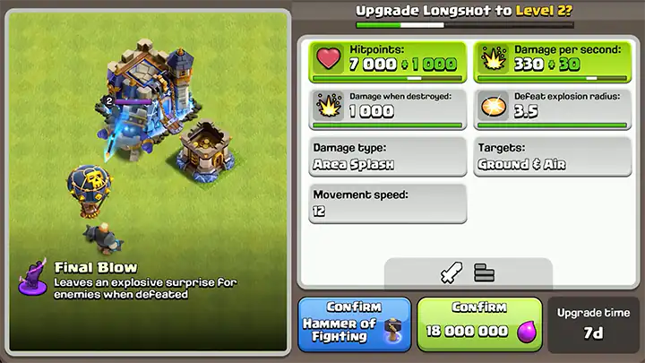 Sneak Peek 1 November 2025 - Clash of Clans 11 Upgrade Longshot to Level 2