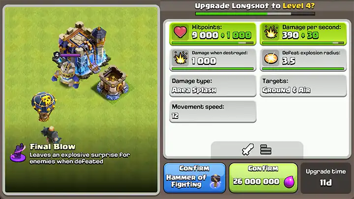 Sneak Peek 1 November 2025 - Clash of Clans 9 Upgrade Longshot to Level 4