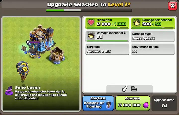 Sneak Peek 1 November 2025 - Clash of Clans 7 Upgrade Smasher to Level 2