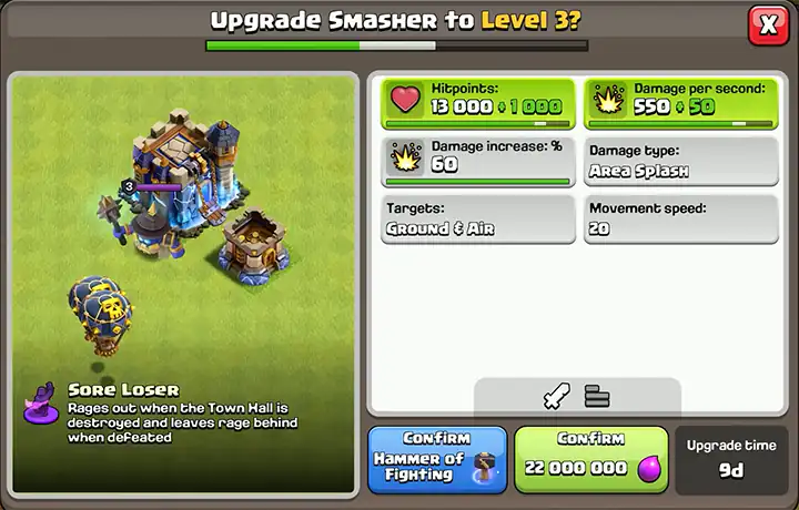 Sneak Peek 1 November 2025 - Clash of Clans 8 Upgrade Smasher to Level 3