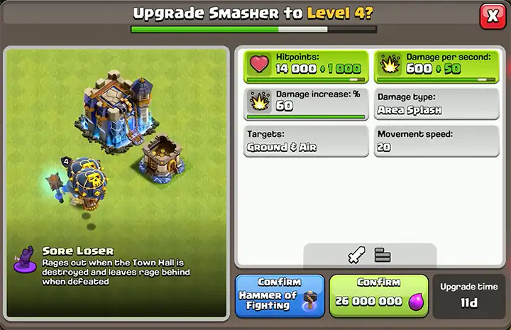 Sneak Peek 1 November 2025 - Clash of Clans 13 Upgrade Smasher to Level 4