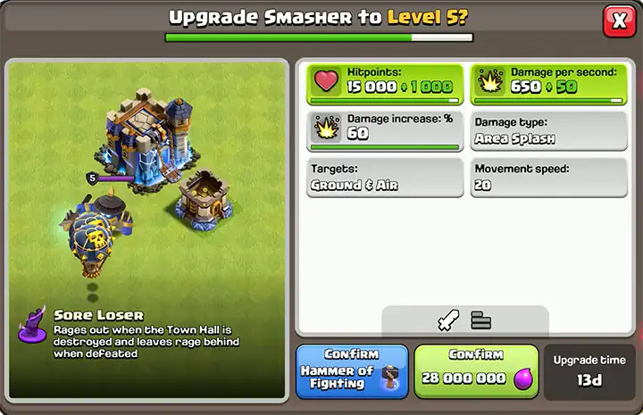 Sneak Peek 1 November 2025 - Clash of Clans 14 Upgrade Smasher to Level 5
