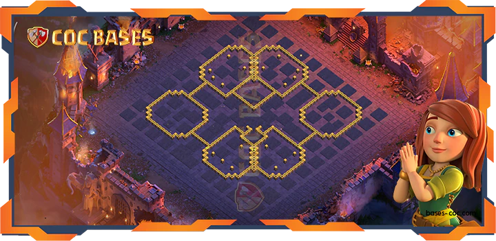 Walls - Top War Base TH14 with link, Trophy, Anti AirElectro, Hybrid Layout - Clash of Clans (387)