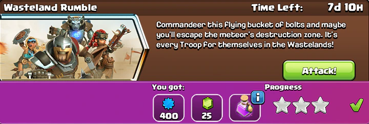 Wasteland Rumble Challenge November 2025 Completed - Clash of Clans