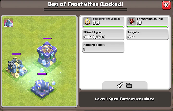 SchmelzcHAOS Event december 2025 – Clash of Clans 66 Bag of Frostmites - Temporary Spell