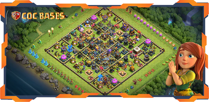 Top Base TH18 with Link, Anti Trophy, Anti Everything, Defense Layout - Clash of Clans (98)