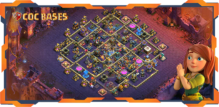 Top Base TH18 with Link, WarCWL, Anti Everything, Defense Layout - Clash of Clans (133)