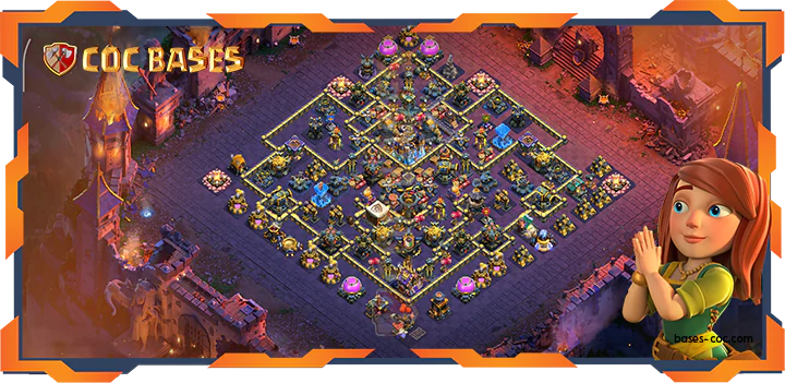 Top Base TH18 with Link, WarCWL, Defense, Anti 3 Star Layout - Clash of Clans (119)