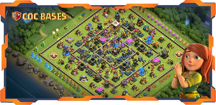 Top Hybrid Base TH18 with Link, Anti AirDragon, Defense Layout - Clash of Clans (142)