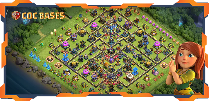 Top Hybrid Base TH18 with Link, Defense, Anti Everything Layout - Clash of Clans (111)