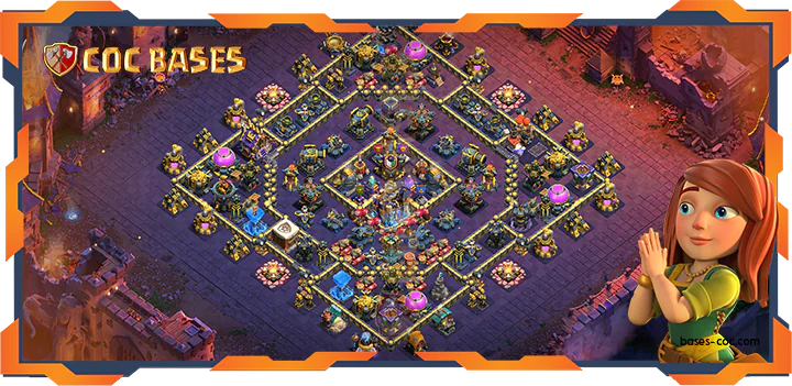Top War Base TH18 with Link, Anti 2 Star, Defense, Hybrid Layout - Clash of Clans (114)