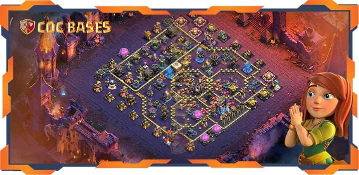 Top War Base TH18 with Link, Defense, Anti Everything, Hybrid Layout - Clash of Clans (107)