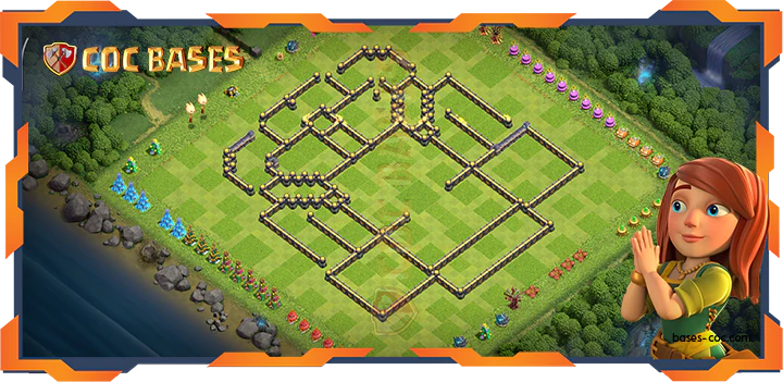 Walls - Top Anti 2 Star Base TH18 with Link, Hybrid Layout - Clah of Clans (82)