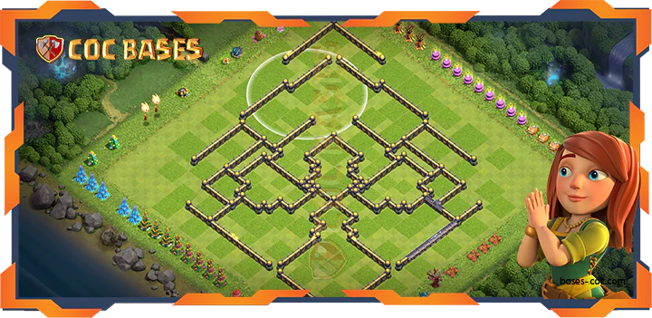 Walls - Top Anti 2 Star Base TH18 with Link, Hybrid Layout - Clah of Clans (89)