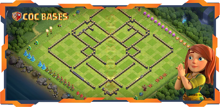 Walls - Top Anti 3 Star Base TH18 with Link, Hybrid, Anti Everything Layout - Clah of Clans (84)