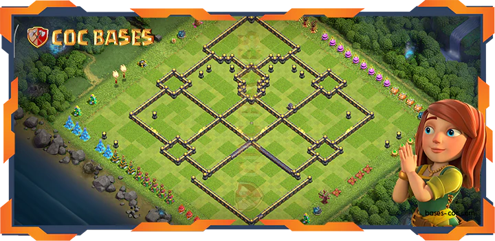 Walls - Top Base TH18 with Link, Anti 3 Star, Defense, Hybrid Layout - Clash of Clans (124)