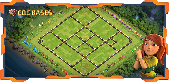 Walls - Top Base TH18 with Link, Anti Trophy, Anti Everything, Defense Layout - Clash of Clans (98)
