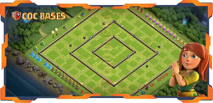 Walls - Top Hybrid Base TH18 with Link, Anti AirDragon, Defense Layout - Clash of Clans (142)