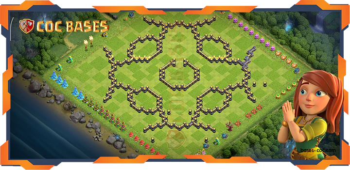 Walls - Top Hybrid Base TH18 with Link, Anti Everything, Defense Layout - Clash of Clans (109)