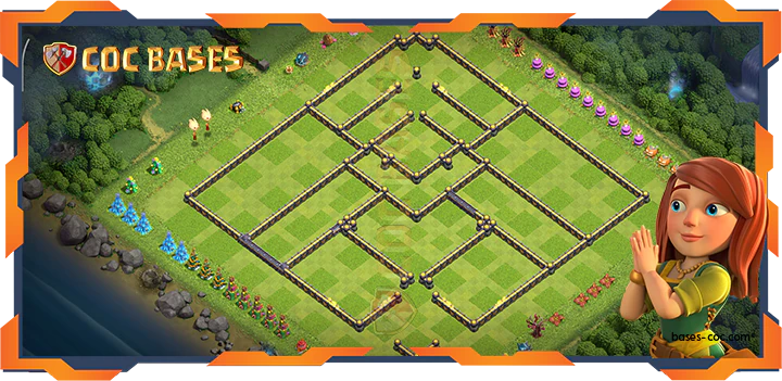 Walls - Top Hybrid Base TH18 with Link, Defense, Anti Everything Layout - Clash of Clans (111)