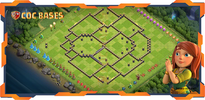 Walls - Top Trophy Base TH18 with Link, Defense, Anti Everything Layout - Clash of Clans (140)