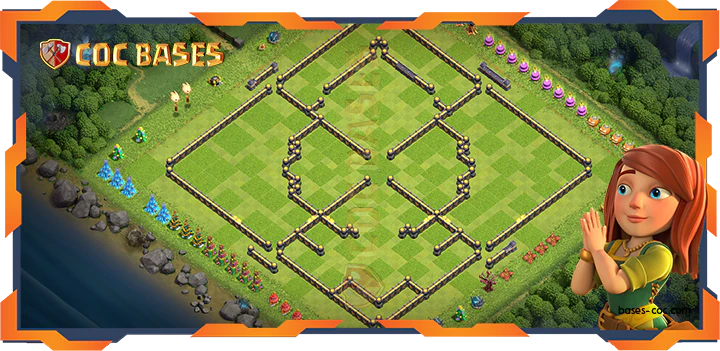 Walls - Top Trophy Base TH18 with Link, Defense, Hybrid Layout - Clash of Clans (104)