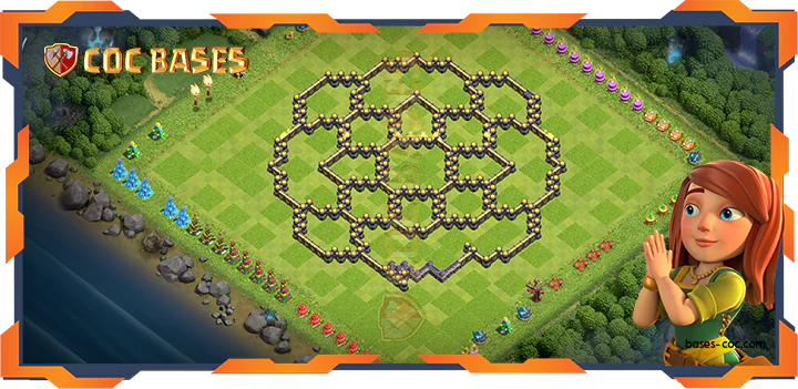 Walls - Top Trophy Base TH18 with Link, Defense Layout - Clash of Clans (106)